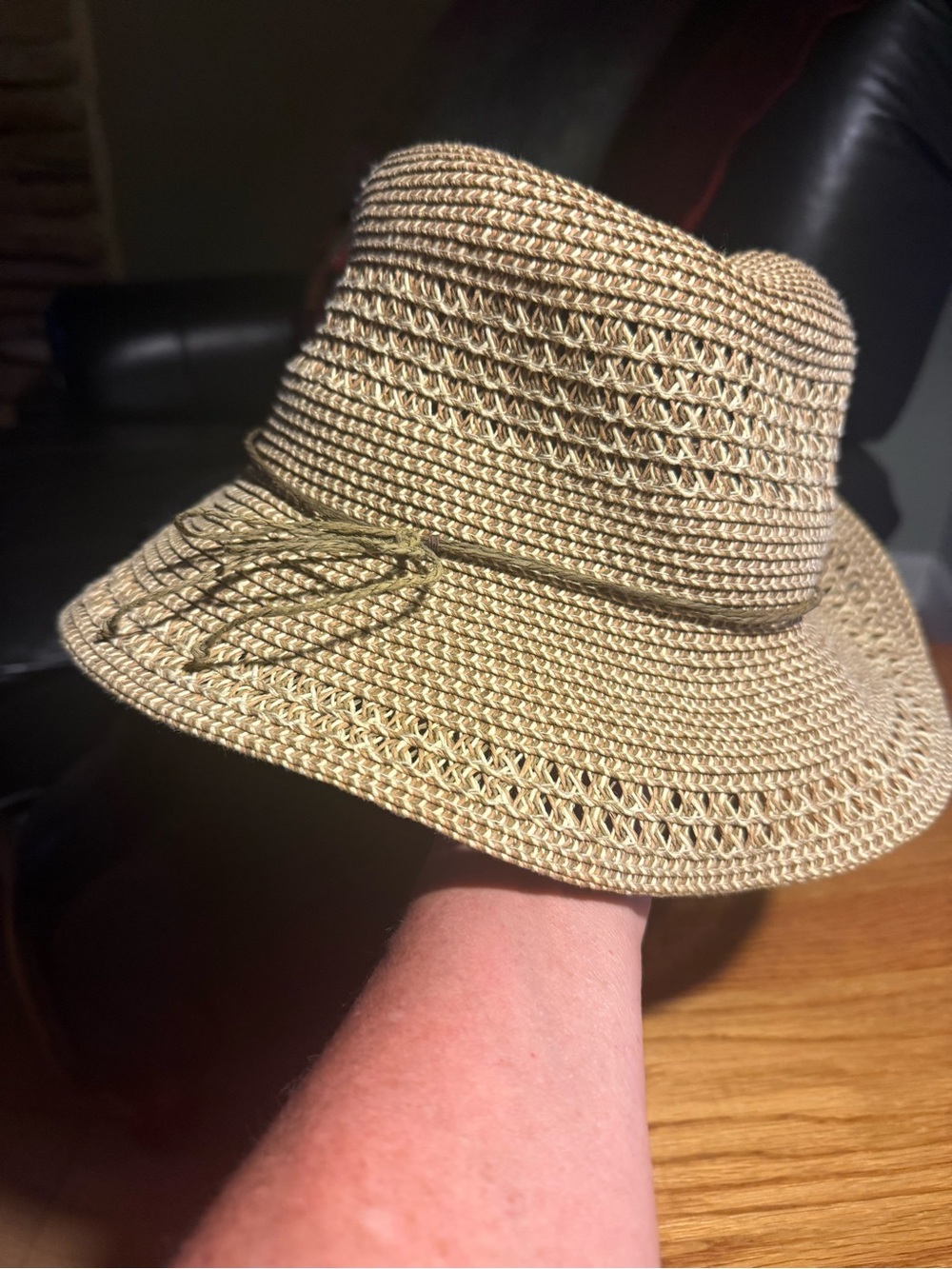 Nine West Tan Braided Straw Fedora Sun Hat